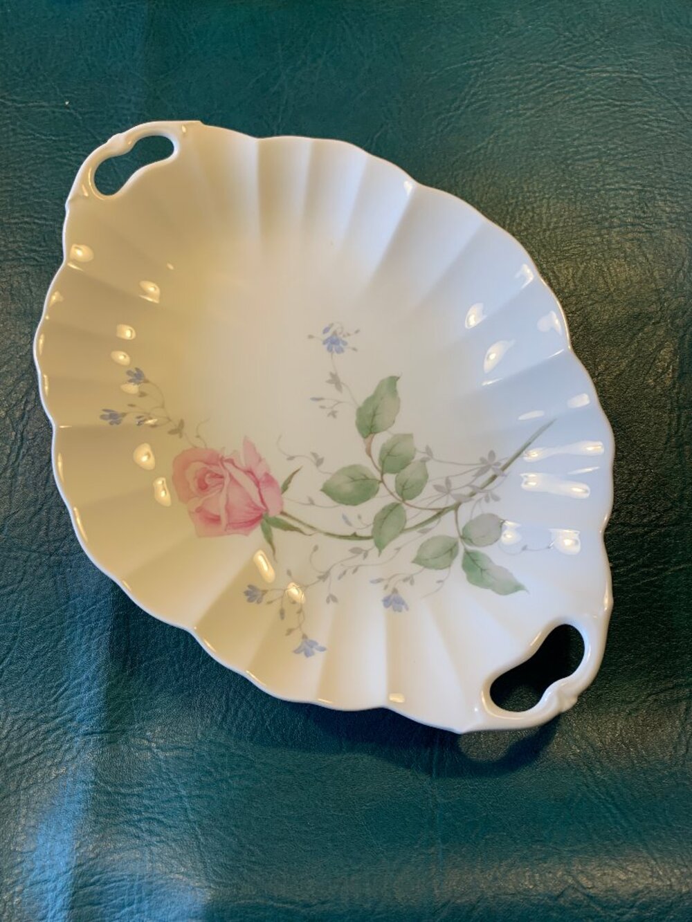 Mikasa April Rose diamond handled bone china tray Japan made 12.5 inch NIB